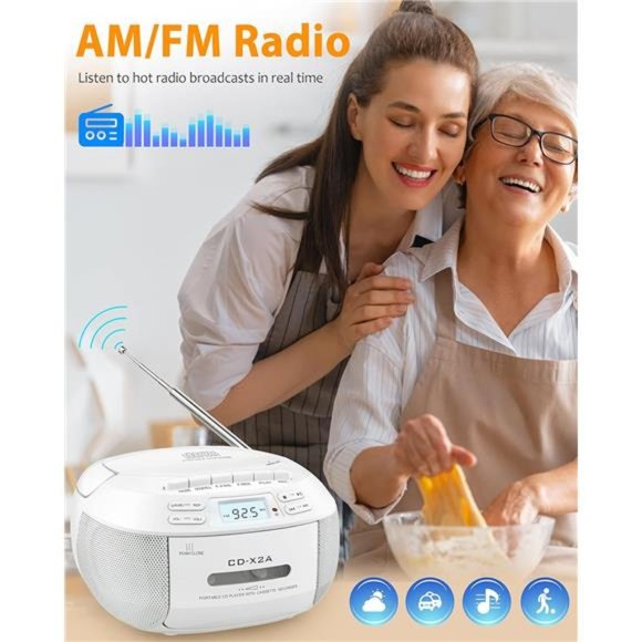 CD Player Boombox Cassette Player Combo with Bluetooth,AM/FM Radio - Picture 5 of 6